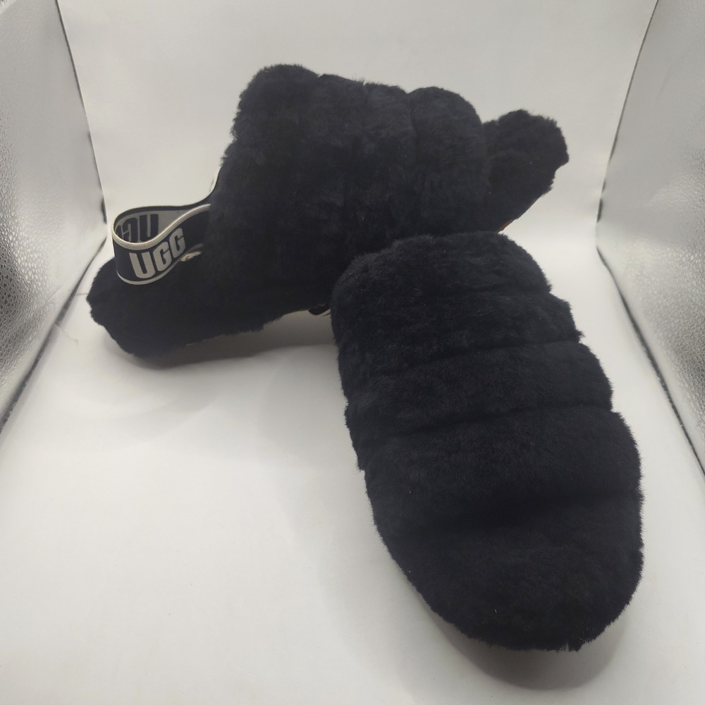 UGG Australia Fluff Yeah Women's Slide Slippers Size 11 Black Sandals Strap